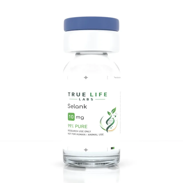 True Life Labs Selank 10mg research peptide vial